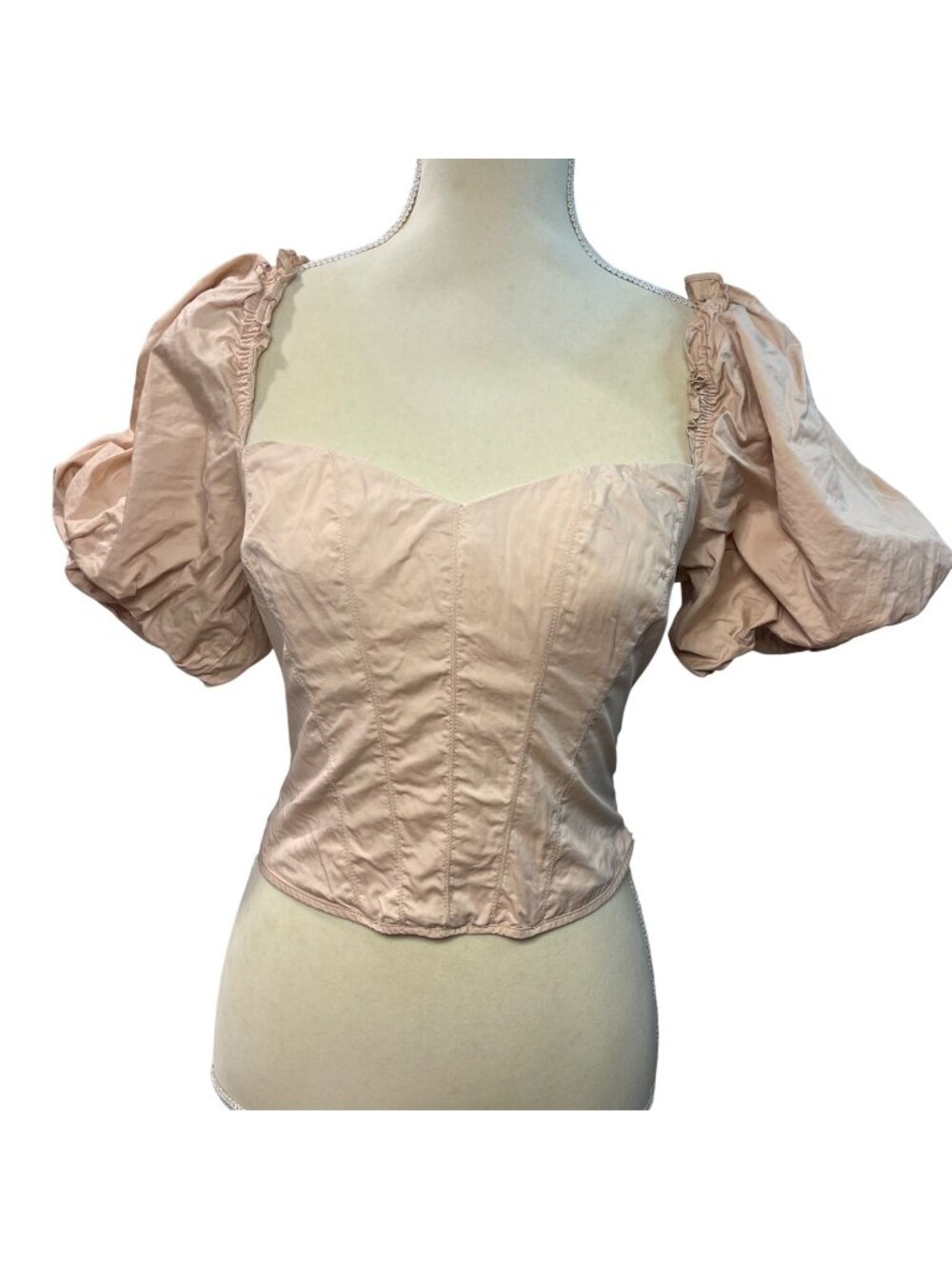 ASTR the Label Gilmore Top in Blush Women's Size Small 100% Cotton Puff Sleeves